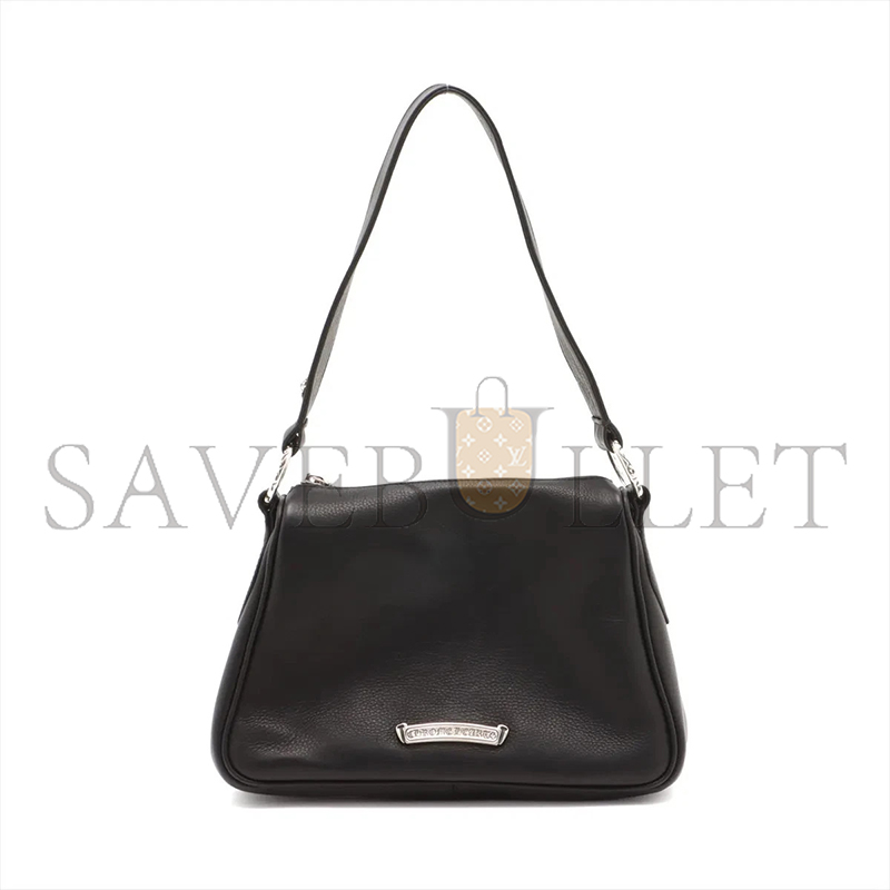 CHROME HEARTS CHICKEN NUGGETS SHOULDER BAG LEATHER BLACK × SILVER LARGE DAGGER A3938163 (23*15*5.5cm)